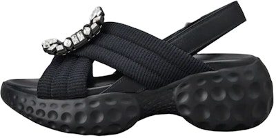 (Women) Roger Vivier Fabric Slides 'Crystal Buckle Black Fashion' RVW66733560DX2B999 (Women) Roger Vivier Fabric Slides 'Crystal Buckle Black Fashion' RVW66733560DX2B999