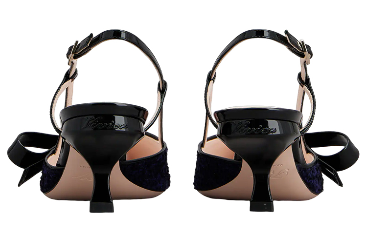 Shop (W) Roger Vivier 蓝黑色蝴蝶结细高跟鞋 RVW63836510SKJ073F
