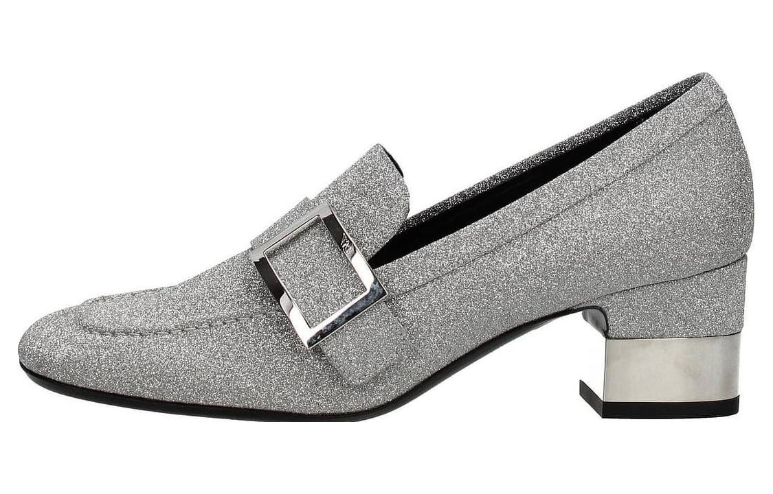 (W) Roger Vivier Fashion Trend Chunky Heel High Heels 'Silver 5cm'