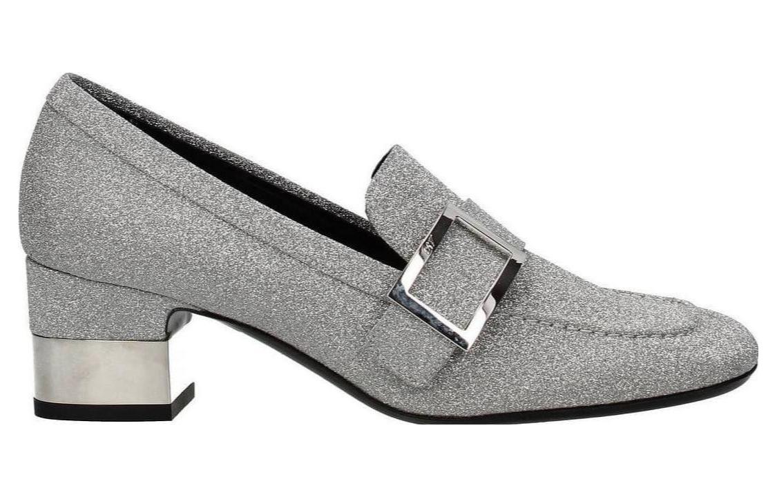 (W) Roger Vivier Fashion Trend Chunky Heel High Heels 'Silver 5cm' 圖 2