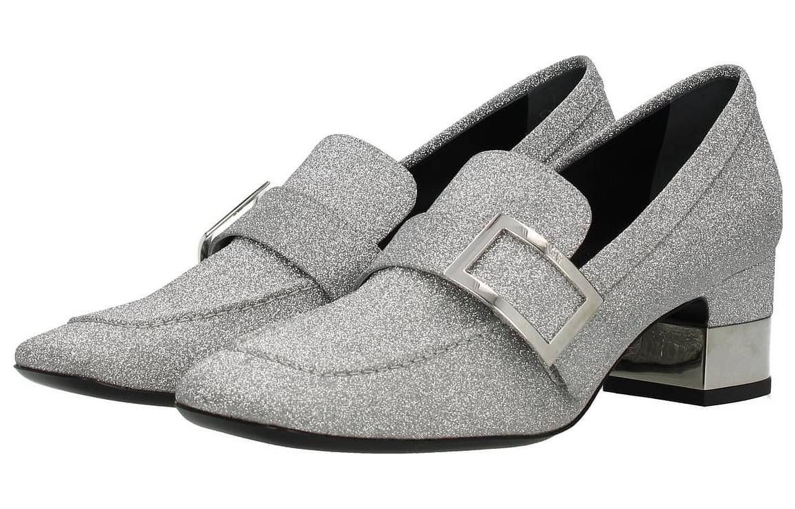 (W) Roger Vivier Fashion Trend Chunky Heel High Heels 'Silver 5cm' 圖 3