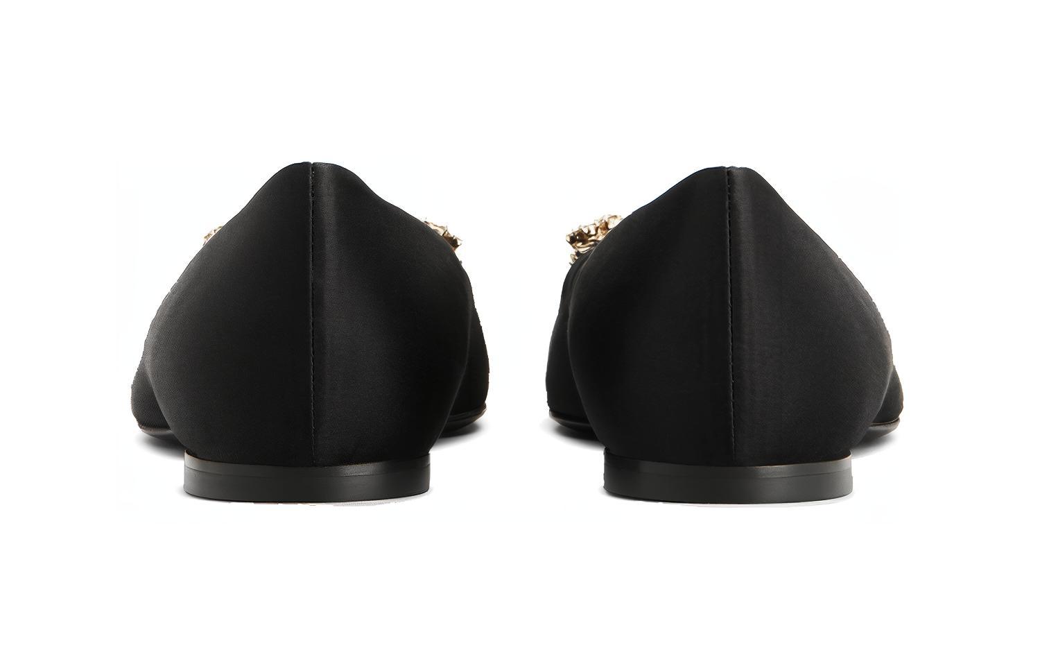 (W) Roger Vivier Flower Strass 'Black Satin Buckle Ballet Flats' 圖 4