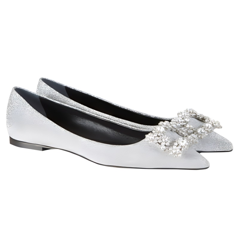 (W) Roger Vivier Flower Strass 'Elegant Buckle Ballet Flats Silver' 圖 4