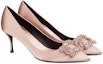 Shop (W) Roger Vivier Flower Strass 'Satin Merah Jambu' RVW41417620RS0M014