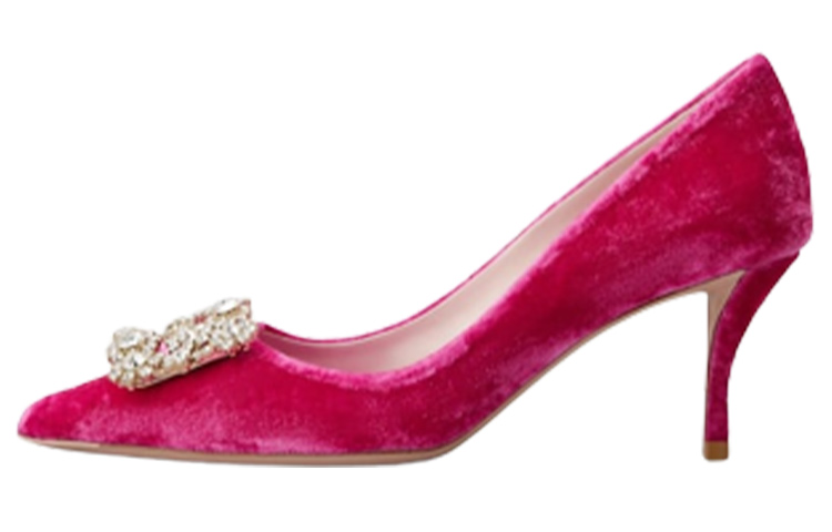 Buy (W) Roger Vivier Flower Strass 'Pink Satin Pointed Toe Slingback Pumps' RVW41417620AQPM807
