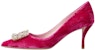 (W) Roger Vivier Kasut Tumit Runcing 'Pink Satin Dan Bunga Strass Slingback' RVW41417620AQPM807