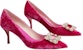 (W) Roger Vivier Kasut Tumit Runcing 'Pink Satin Dan Bunga Strass Slingback' RVW41417620AQPM807