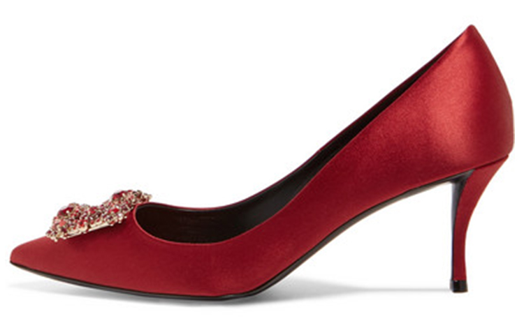 (Women) Roger Vivier Flower Strass 'Silk Satin Red High Heel' RVW41417620RS0R602