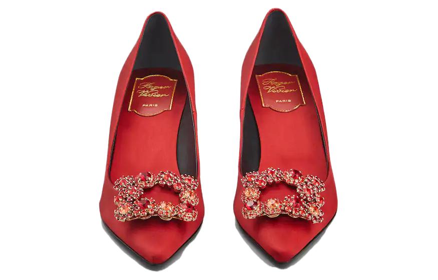 Shop (W) ロジェヴィヴィエ フラワーストラス サテンレッドハイヒール RVW41417620RS0R602