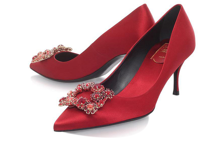 Purchase (W) ロジェヴィヴィエ フラワーストラス サテンレッドハイヒール RVW41417620RS0R602