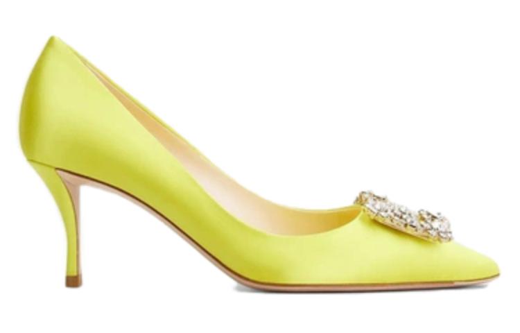(W) Roger Vivier Flower Strass Buckle High Heels 'Yellow Satin' 圖 2