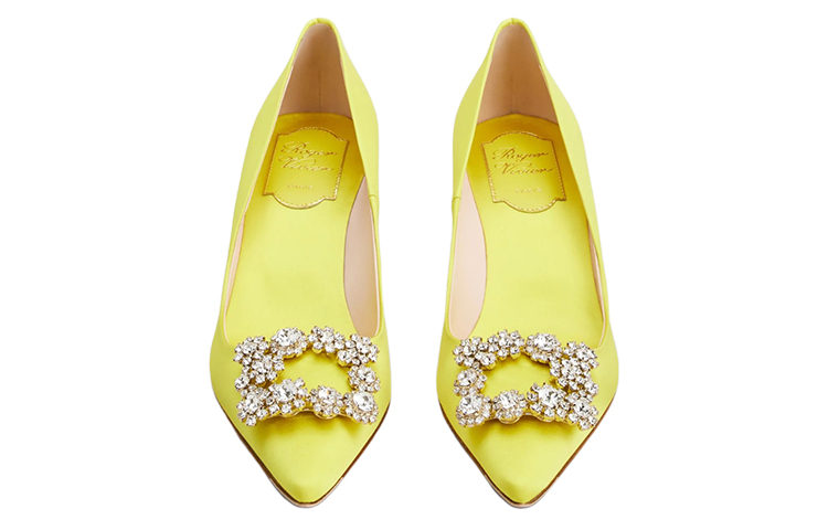 (W) Roger Vivier Flower Strass Buckle High Heels 'Yellow Satin' 圖 4