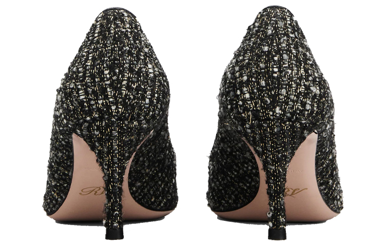 Purchase (Women) Roger Vivier Flower Strass Buckle Piping High Heels 'Elegant Black' RVW41428200QGRB999