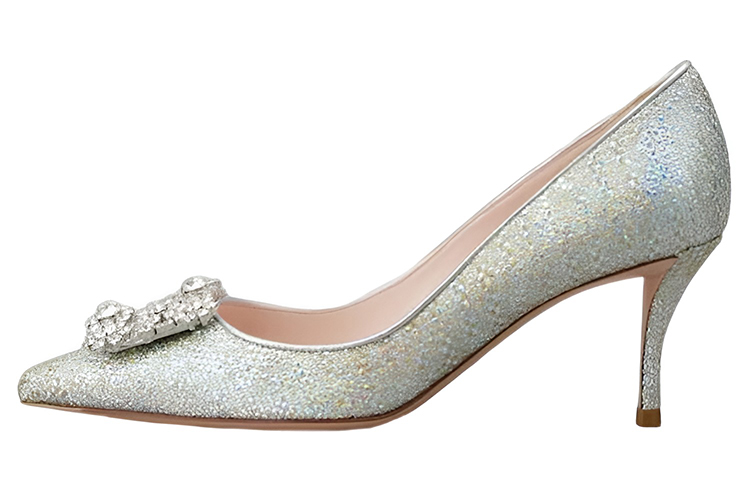 Buy Roger Vivier 花鑽織物高跟鞋 女款 銀色