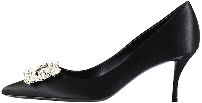 (Women) Roger Vivier Flower Strass High Heels 'Black Satin Fashion' RVW41417620RS0B999 Buy (Women) Roger Vivier Flower Strass High Heels 'Black Satin Fashion' RVW41417620RS0B999