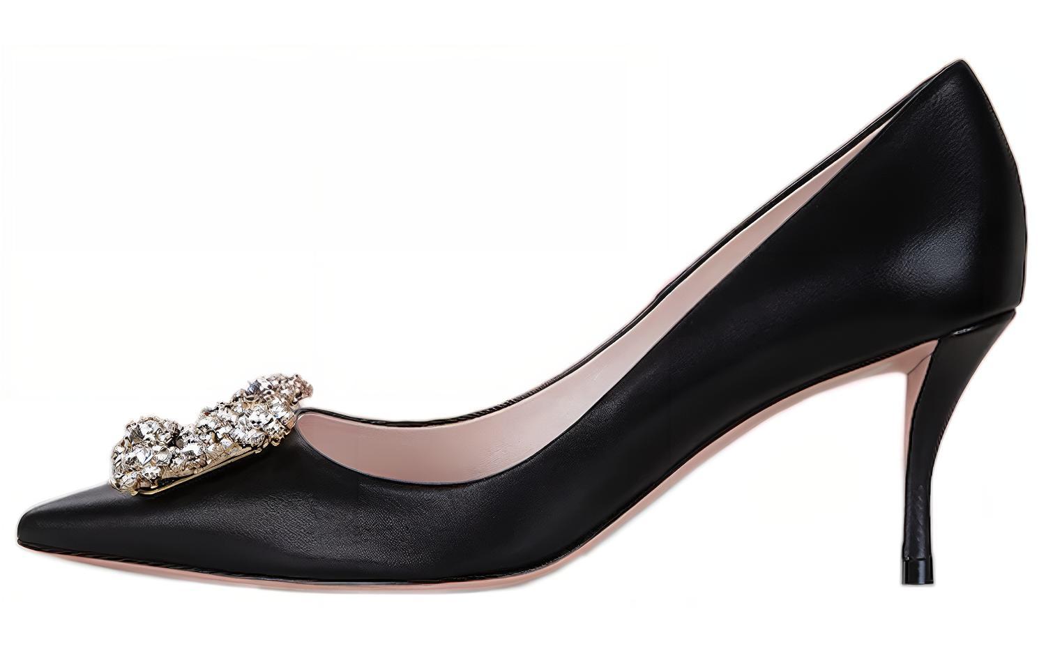 Buy Roger Vivier 金色花卉水晶鑽高跟鞋 女款 黑色