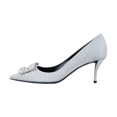 (W) Roger Vivier Flower Strass High Heels 'Silver Buckle'