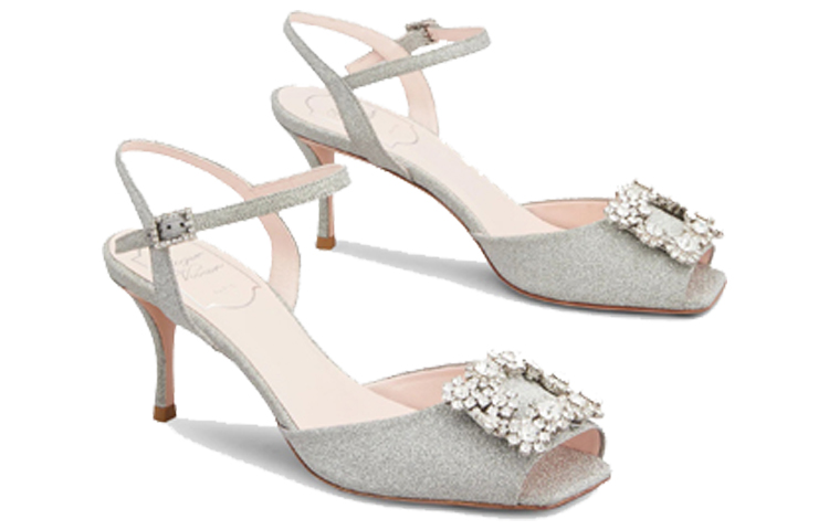(W) Roger Vivier Flower Strass High Heels 'Silver Satin Buckle' 圖 4