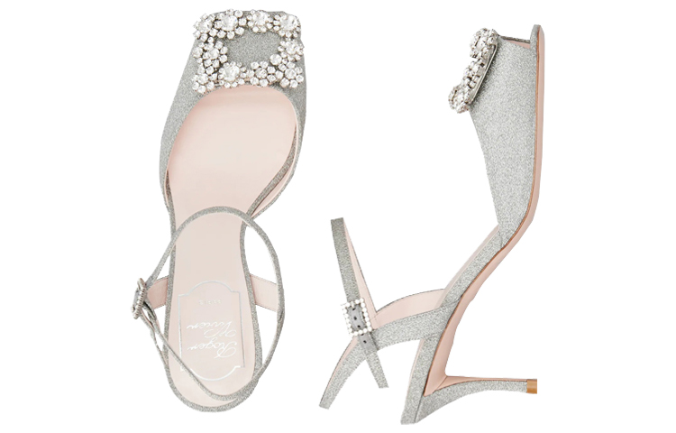 (W) Roger Vivier Flower Strass High Heels 'Silver Satin Buckle' 圖 5