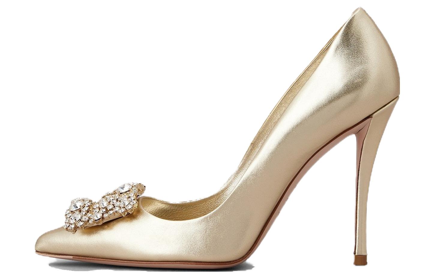 (Women) Roger Vivier Flower Strass Leather Mules 'Gold' RVW41917620KACG005