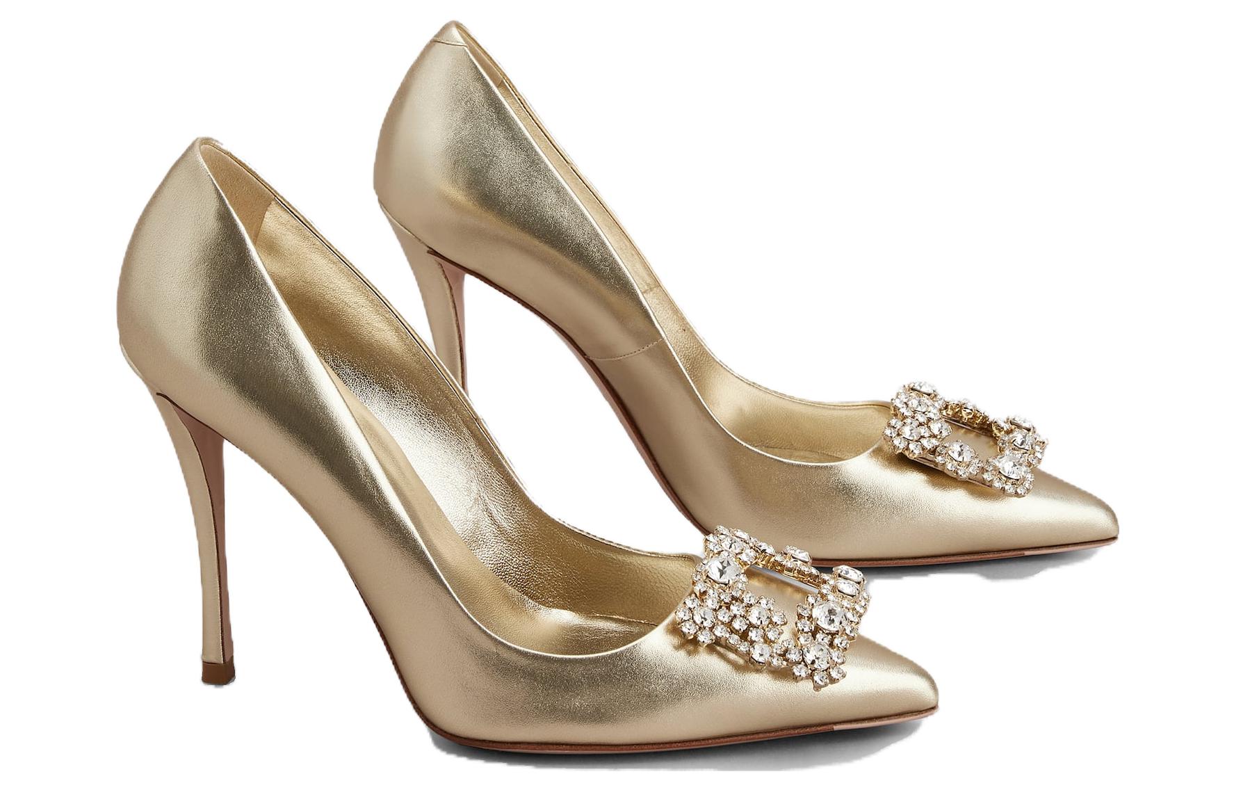 (W) Roger Vivier Flower Strass Leather Mules 'Gold' 圖 2