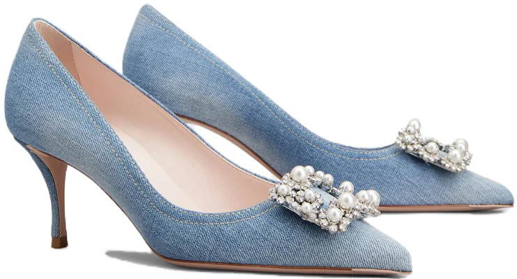 (W) Roger Vivier Flower Strass Kasut Tumit Runcing 'Biru' RVW41436280JDLU207 Order (W) Roger Vivier Flower Strass Kasut Tumit Runcing 'Biru' RVW41436280JDLU207