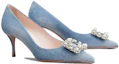 Order (W) Roger Vivier Flower Strass Kasut Tumit Runcing 'Biru' RVW41436280JDLU207