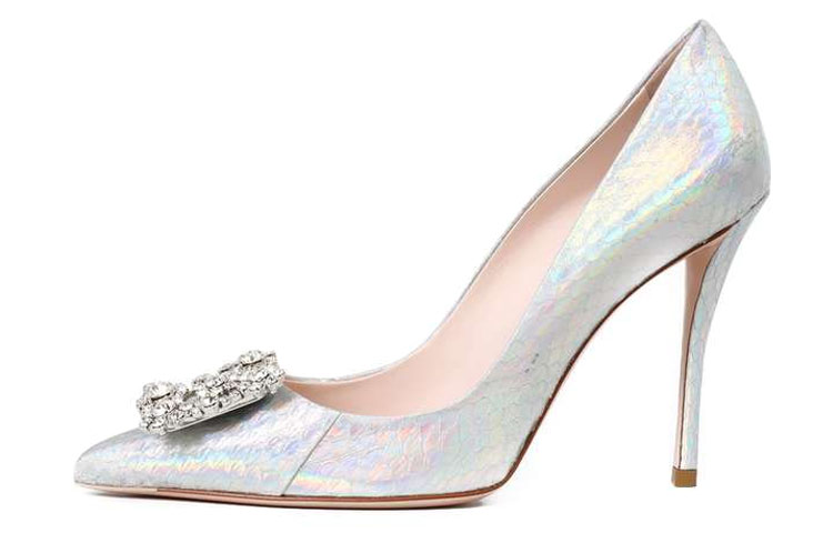 (Women) Roger Vivier Flower Strass Pumps 'Silver Buckle' RVW41917620MD9U017
