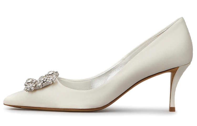 (Women) Roger Vivier Flower Strass Satin High Heel 'Beige' RVW41417620RS0C001