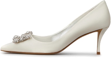 (Women) Roger Vivier Flower Strass Satin High Heel 'Beige' RVW41417620RS0C001 (Women) Roger Vivier Flower Strass Satin High Heel 'Beige' RVW41417620RS0C001