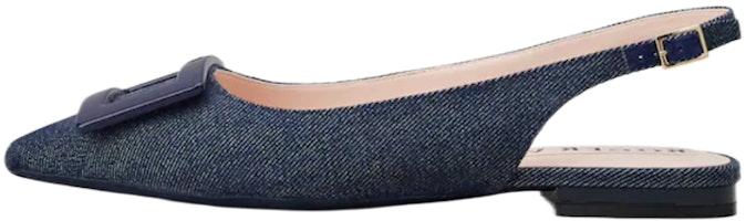 (Women) Roger Vivier Gommettine 'Blue Denim Ballet Flats' RVW57531330EMNU820 (Women) Roger Vivier Gommettine 'Blue Denim Ballet Flats' RVW57531330EMNU820