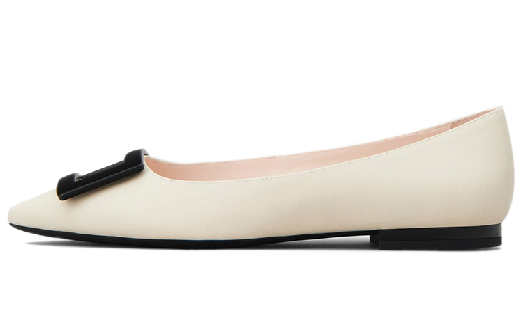 (W) Roger Vivier Gommettine 'Elegant Cream Ballet Flats'