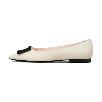 (W) Roger Vivier Gommettine 'Elegant Cream Ballet Flats'