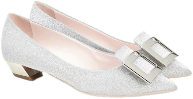 Lookbook Roger Vivier Gommettine 金屬搭扣 時尚優雅芭蕾舞高跟鞋 女款 銀色