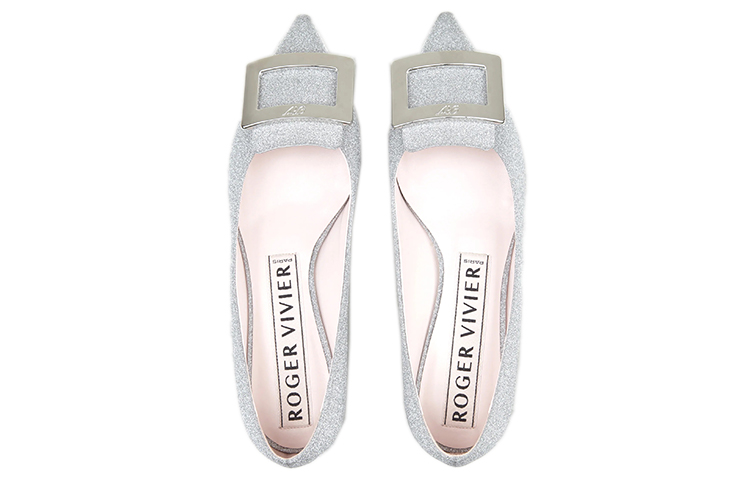 Shop (W) Roger Vivier Gommettine 'Tacones Altos Plateados con Hebilla Metálica' RVW50823436JO1B200