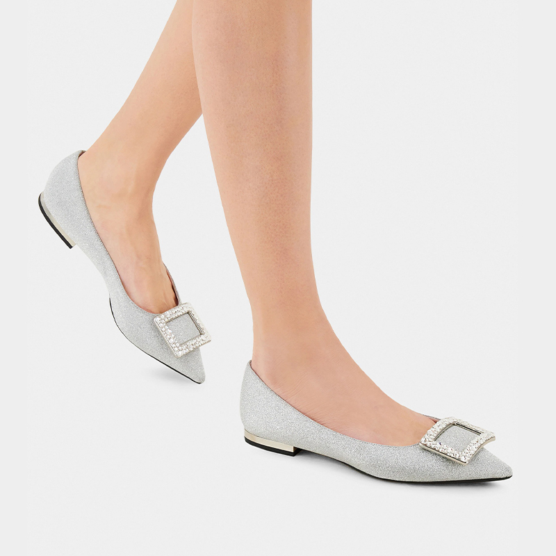(W) Roger Vivier Gommettine 'Silver Buckle Ballet Flats' 圖 5