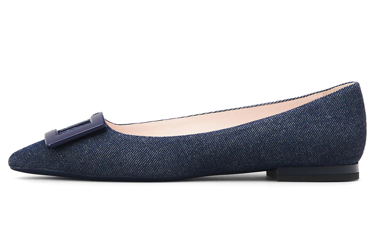 (W) Roger Vivier Gommettine Ballerina Flats 'Blue Denim Buckle'