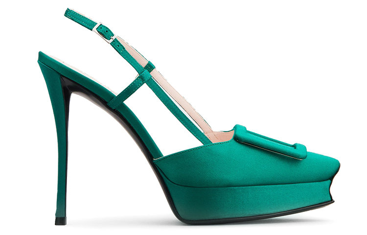 (W) Roger Vivier Heeled Sandals 'Green Silk Satin Buckle' 圖 2