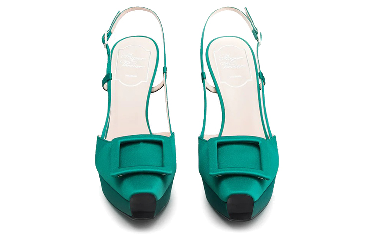 (W) Roger Vivier Heeled Sandals 'Green Silk Satin Buckle' 圖 3