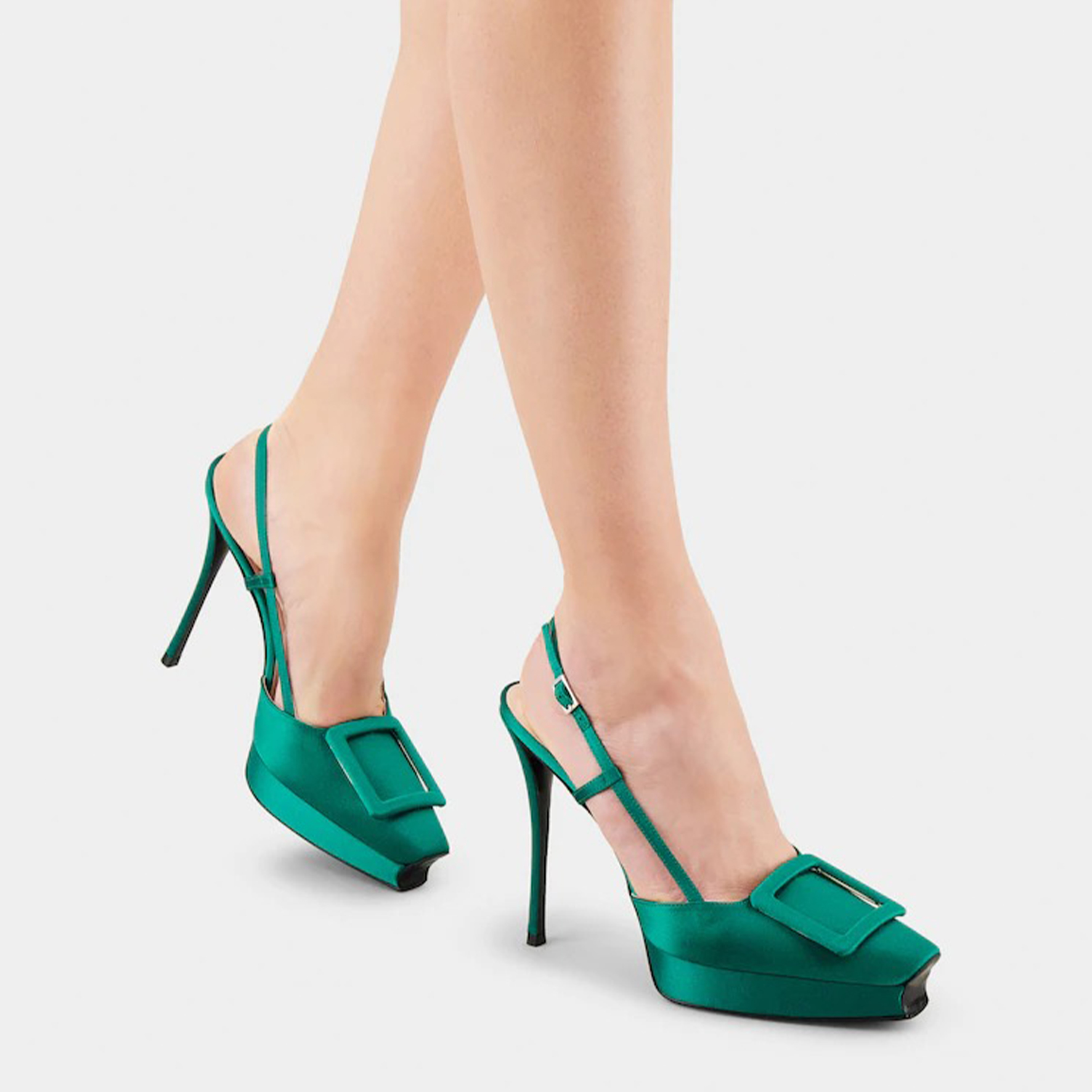 (W) Roger Vivier Heeled Sandals 'Green Silk Satin Buckle' 圖 5