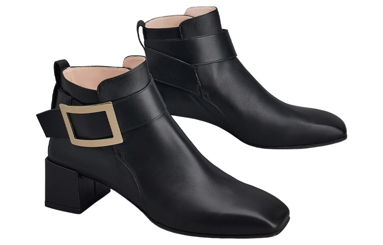 (W) Roger Vivier Leather 'Metal Buckle Ankle Boot - Black' 圖 2