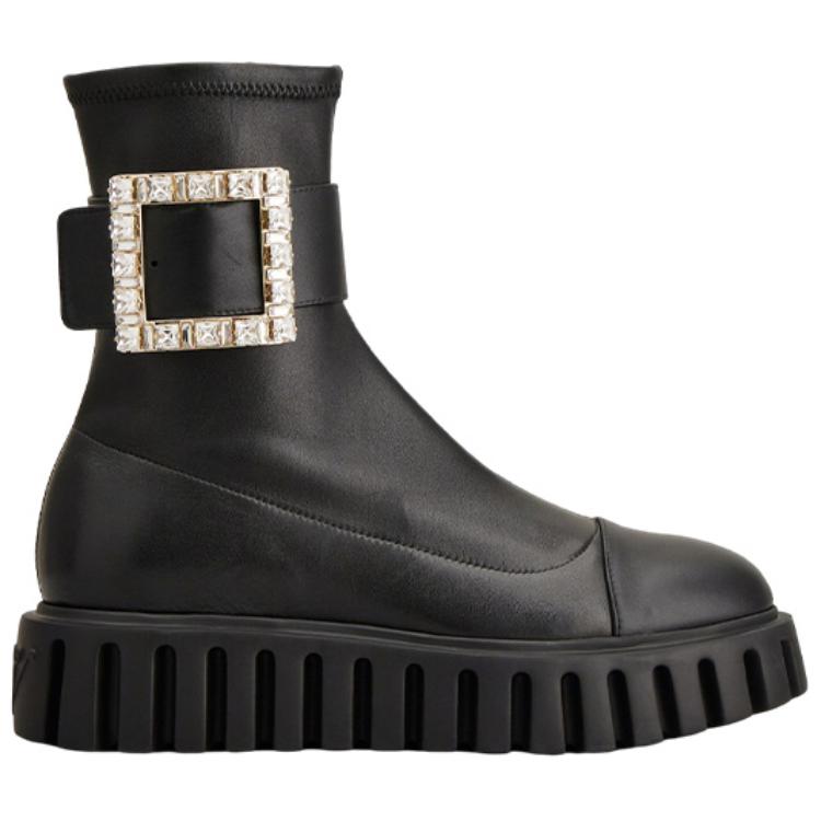 Order Roger Vivier 羅傑維維亞 皮革 水晶扣帶 短靴 女款 黑色