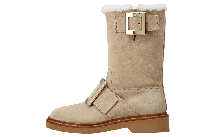 (W) Roger Vivier Leather Ankle Boots 'Brown Buckle'