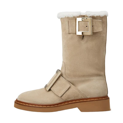 (W) Roger Vivier Leather Ankle Boots 'Brown Buckle'