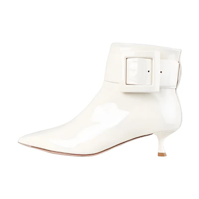 (W) Roger Vivier Leather Ankle Boots 'White Fashion'