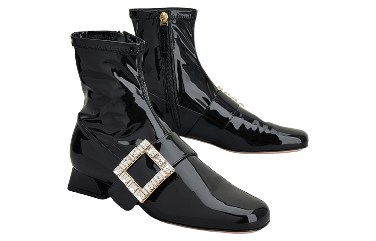 (W) Roger Vivier Leather Black 'Crystal Buckle Bootie' 圖 2