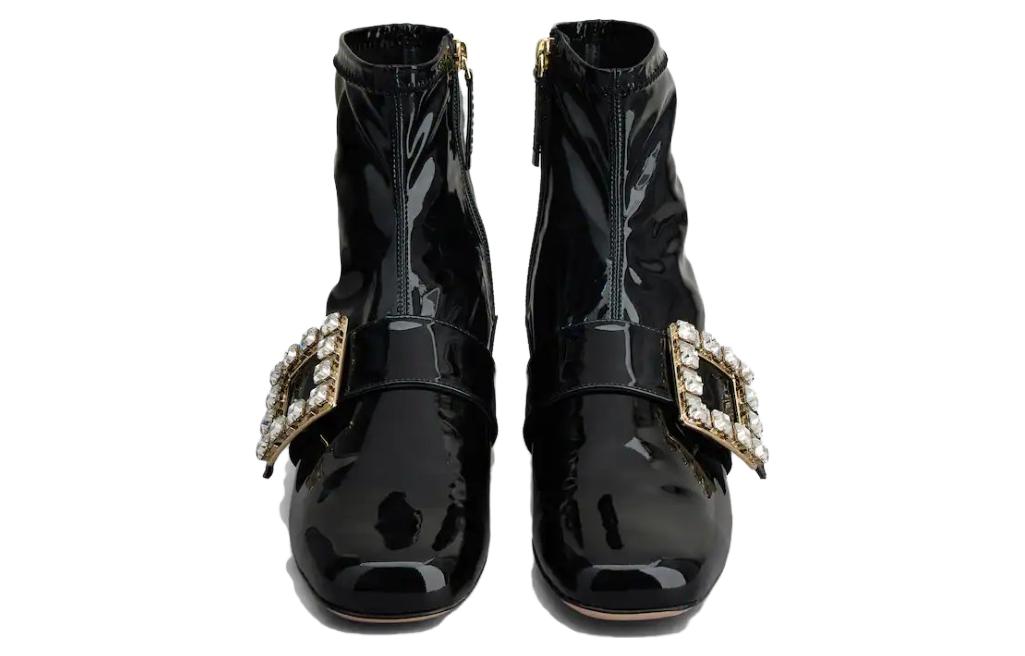 (W) Roger Vivier Leather Black 'Crystal Buckle Bootie' 圖 4