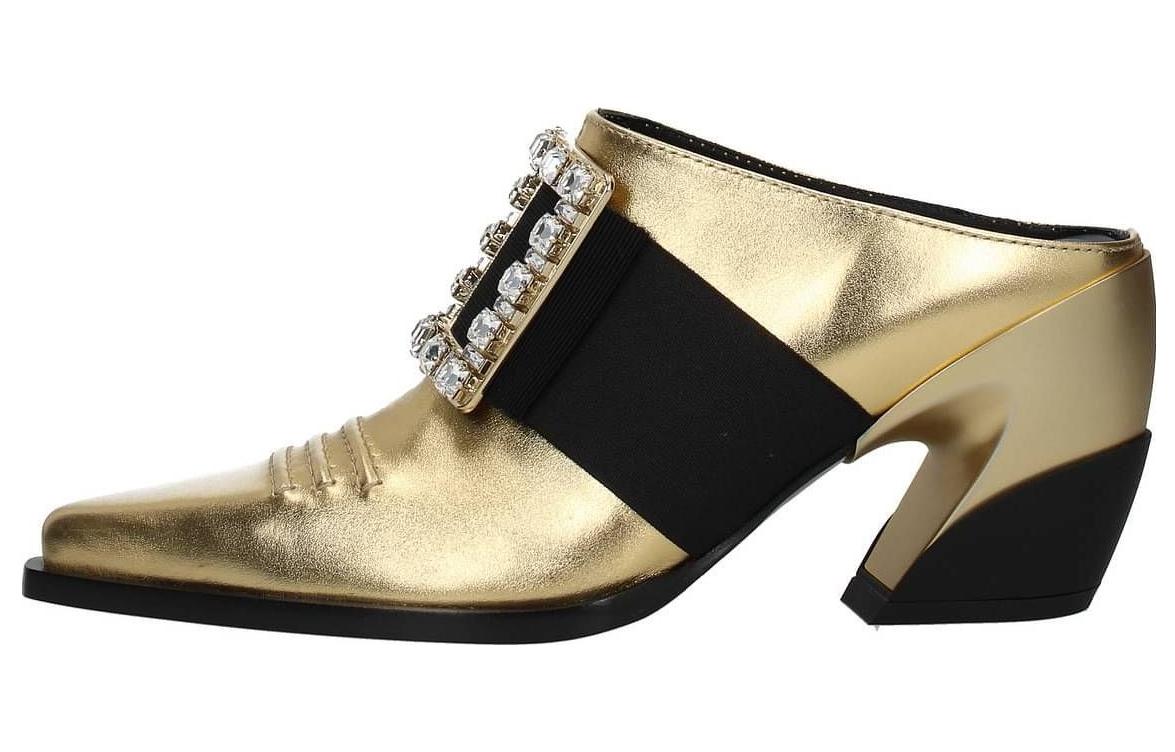 (Women) Roger Vivier Leather Block Heel 'Gold' RVW55228870KACG211