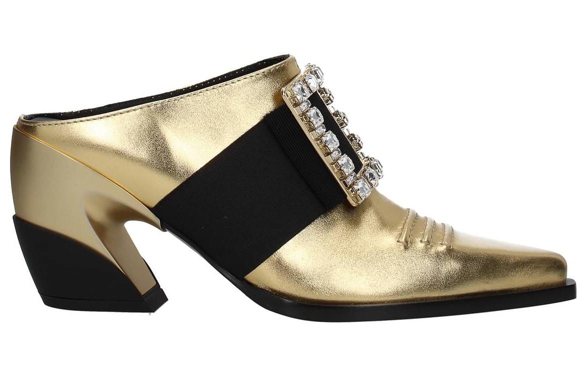 Order (W) Roger Vivier Tumit Blok Kulit 'Emas' RVW55228870KACG211