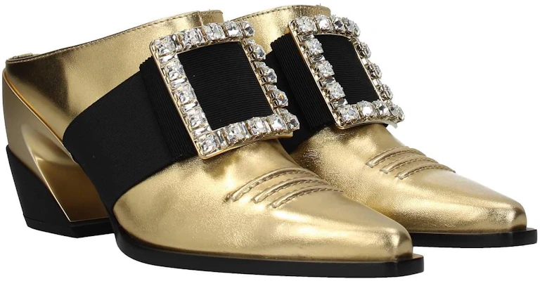 (W) Roger Vivier Tumit Blok Kulit 'Emas' RVW55228870KACG211 Shop (W) Roger Vivier Tumit Blok Kulit 'Emas' RVW55228870KACG211